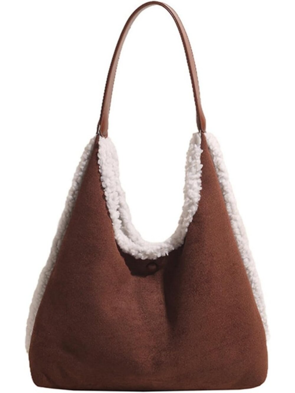 Vintage Soft Plush Suede Shoulder Bag for Women - Large Capacity Tote Handbag